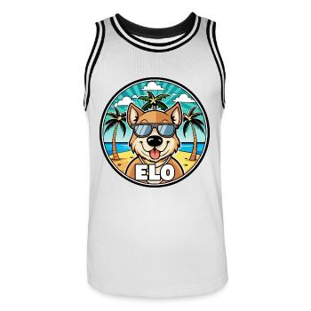 Längerer Spitzname Hund Rasse Cartoon Sonnenbrille Strand - Männer Basketball-Trikot - Weiß/Schwarz - Vorne - AI Model Male 185 dark (185cm)