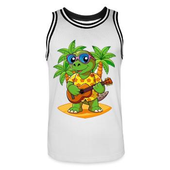 Lustige Schildkröte Cartoon Sommer Strand Sonnenbrille - Männer Basketball-Trikot - Weiß/Schwarz - Vorne - AI Model Male 185 dark (185cm)