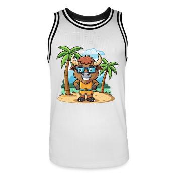 Bison Lustige Cartoon Sommer Strand Sonnenbrille - Männer Basketball-Trikot - Weiß/Schwarz - Vorne - AI Model Male 185 dark (185cm)