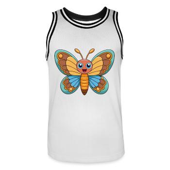 Papillon Mignon Mascotte Personnage De Dessin Animé Kawaii - Maillot de basket Homme - blanc/noir - Devant - AI Model Male 185 dark (185cm)