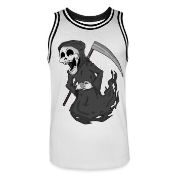 Sensenmann lacht lustig - Männer Basketball-Trikot - Weiß/Schwarz - Vorne - AI Model Male 185 dark (185cm)