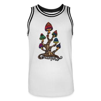 T-shirt Psylocibyn - Maillot de basket Homme - blanc/noir - Devant - AI Model Male 185 dark (185cm)