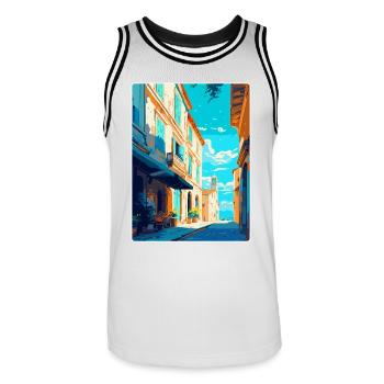 Arles France Affiche de voyage vintage WPA Souvenir - Maillot de basket Homme - blanc/noir - Devant - AI Model Male 185 dark (185cm)