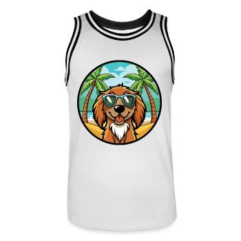 Boykin Spaniel Chien Race Dessin Animé Lunettes De Soleil Plage - Maillot de basket Homme - blanc/noir - Devant - AI Model Male 185 dark (185cm)
