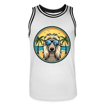 Afghanischer Windhund Hunderasse Cartoon Sonnenbrille Strand - Männer Basketball-Trikot - Weiß/Schwarz - Vorne - AI Model Male 185 dark (185cm)