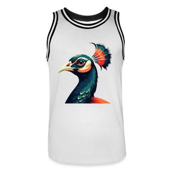 paon dessin animé personnage animal de compagnie coloré - Maillot de basket Homme - blanc/noir - Devant - AI Model Male 185 dark (185cm)