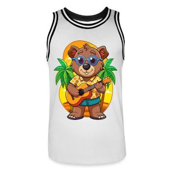 Lustige Bär Hund Cartoon Sommer Strand Sonnenbrille - Männer Basketball-Trikot - Weiß/Schwarz - Vorne - AI Model Male 185 dark (185cm)