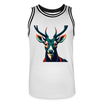 Hirsch Zeichentrickfigur Buntes Haustier Tier - Männer Basketball-Trikot - Weiß/Schwarz - Vorne - AI Model Male 185 dark (185cm)