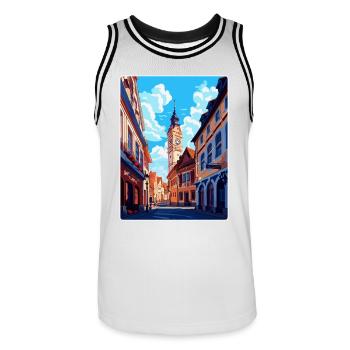 Weimar Germany Vintage Travel Poster Souvenir WPA - Men's Basketball Jersey - white/black - Front - AI Model Male 185 dark (185cm)
