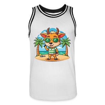 Antilope Lustige Cartoon Sommer Strand Sonnenbrille - Männer Basketball-Trikot - Weiß/Schwarz - Vorne - AI Model Male 185 dark (185cm)