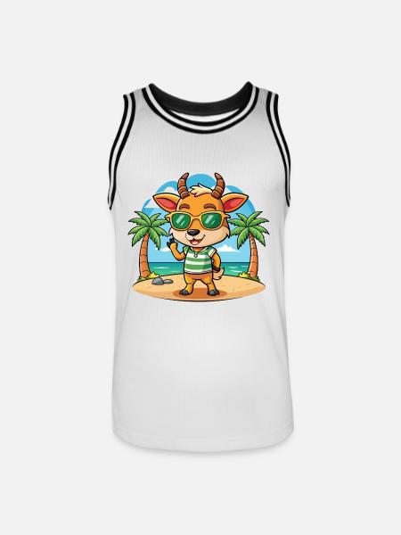 Antelope Funny Cartoon Summer Beach Sunglasses - Men's Basketball Jersey - white/black