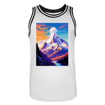 Mont Blanc Mountain Europe Vintage Travel Poster - Men's Basketball Jersey - white/black - Front - AI Model Male 185 dark (185cm)