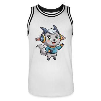 Chèvre Drôle Dessin Animé Personnage Casque Musique - Maillot de basket Homme - blanc/noir - Devant - AI Model Male 185 dark (185cm)