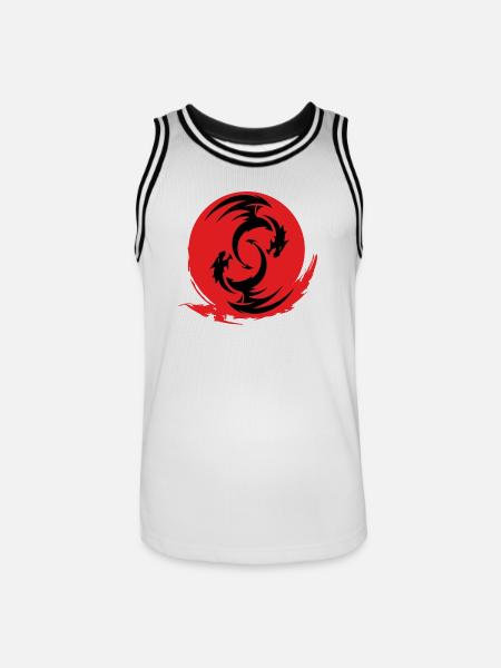 Red Dragon Circle - Men's Basketball Jersey - white/black