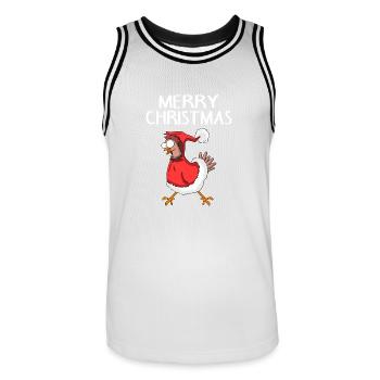 Poulet de Noël Joyeux Noël - Maillot de basket Homme - blanc/noir - Devant - AI Model Male 185 dark (185cm)
