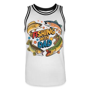 Fishing with dad with colorful fish - Men's Basketball Jersey - white/black - Front - AI Model Male 185 dark (185cm)
