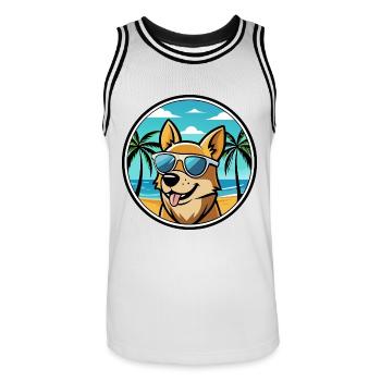Portugiesische Podengo Hunderasse Cartoon Sonnenbrille - Männer Basketball-Trikot - Weiß/Schwarz - Vorne - AI Model Male 185 dark (185cm)