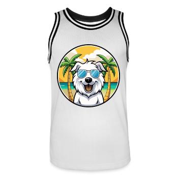 Grandes Pyrénées Chien Race Dessin Animé Lunettes De Soleil Plage - Maillot de basket Homme - blanc/noir - Devant - AI Model Male 185 dark (185cm)