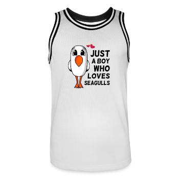 Nur ein Junge der Seemöwen liebt Spruch Geschenk - Männer Basketball-Trikot - Weiß/Schwarz - Vorne - AI Model Male 185 dark (185cm)