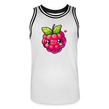 Himbeere - Herz - Männer Basketball-Trikot - Weiß/Schwarz - Vorne - AI Model Male 185 dark (185cm)