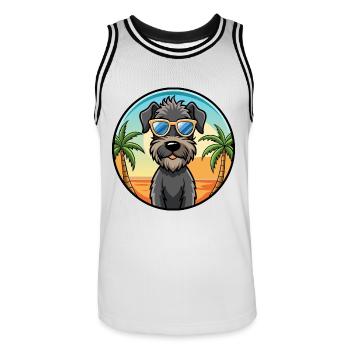 Kerry Blue Terrier Hunderasse Cartoon Sonnenbrille - Männer Basketball-Trikot - Weiß/Schwarz - Vorne - AI Model Male 185 dark (185cm)