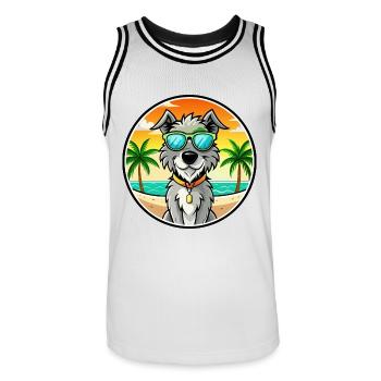 Irischer Wolfshund Hunderasse Cartoon Sonnenbrille Strand - Männer Basketball-Trikot - Weiß/Schwarz - Vorne - AI Model Male 185 dark (185cm)