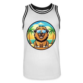 Leonberger Chien Race Dessin Animé Lunettes de Soleil Plage - Maillot de basket Homme - blanc/noir - Devant - AI Model Male 185 dark (185cm)