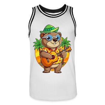 Lustige Murmeltier Sommer Strand Sonnenbrille Hawaiianisch - Männer Basketball-Trikot - Weiß/Schwarz - Vorne - AI Model Male 185 dark (185cm)