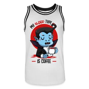 Blood Coffee Vampire Cartoon - Men's Basketball Jersey - white/black - Front - AI Model Male 185 dark (185cm)