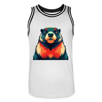 Murmeltier Cartoon Figur Buntes Haustier Tier - Männer Basketball-Trikot - Weiß/Schwarz - Vorne - AI Model Male 185 dark (185cm)