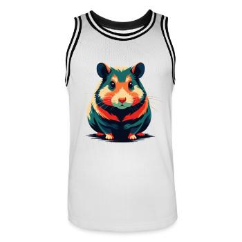 Hamster Cartoon Figur Buntes Haustier Tier - Männer Basketball-Trikot - Weiß/Schwarz - Vorne - AI Model Male 185 dark (185cm)