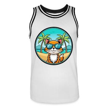 Hantilly Tiffany Katzenrasse Cartoon Sonnenbrille Strand - Männer Basketball-Trikot - Weiß/Schwarz - Vorne - AI Model Male 185 dark (185cm)