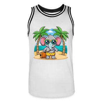 Elefant Lustige Cartoon Sommer Strand Sonnenbrille - Männer Basketball-Trikot - Weiß/Schwarz - Vorne - AI Model Male 185 dark (185cm)