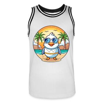 Möwe Lustige Cartoon Sommer Strand Sonnenbrille - Männer Basketball-Trikot - Weiß/Schwarz - Vorne - AI Model Male 185 dark (185cm)