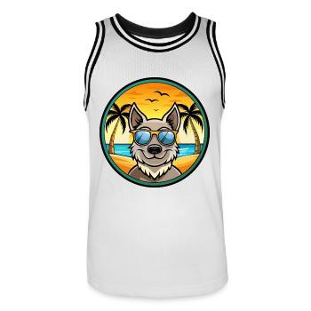 Mudi Hunderasse Cartoon Sonnenbrille Strand - Männer Basketball-Trikot - Weiß/Schwarz - Vorne - AI Model Male 185 dark (185cm)