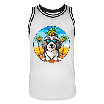Bearded Collie Chien Race Dessin Animé Lunettes de Soleil Plage - Maillot de basket Homme - blanc/noir - Devant - AI Model Male 185 dark (185cm)