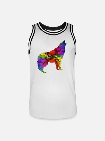Wolf rainbow - Men's Basketball Jersey - white/black