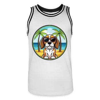 Beagle Harrier Hunderasse Cartoon Sonnenbrille Strand - Männer Basketball-Trikot - Weiß/Schwarz - Vorne - AI Model Male 185 dark (185cm)