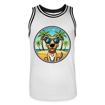 Plott Hound Hund Rasse Cartoon Sonnenbrille Strand - Männer Basketball-Trikot - Weiß/Schwarz - Vorne - AI Model Male 185 dark (185cm)