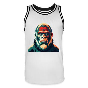 Big Foot Cartoon Figur Buntes Haustier Tier - Männer Basketball-Trikot - Weiß/Schwarz - Vorne - AI Model Male 185 dark (185cm)