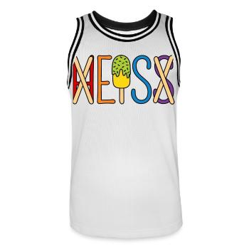Eis - heiß - H EIS S - Männer Basketball-Trikot - Weiß/Schwarz - Vorne - AI Model Male 185 dark (185cm)