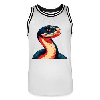 Anaconda Zeichentrickfigur Buntes Haustier Tier - Männer Basketball-Trikot - Weiß/Schwarz - Vorne - AI Model Male 185 dark (185cm)