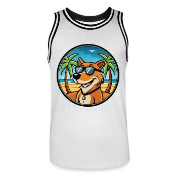 Majestätische Baumhund Hunderasse Cartoon Sonnenbrille - Männer Basketball-Trikot - Weiß/Schwarz - Vorne - AI Model Male 185 dark (185cm)
