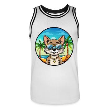 Brasilianisch Kurzhaar Katzenrasse Cartoon Sonnenbrille - Männer Basketball-Trikot - Weiß/Schwarz - Vorne - AI Model Male 185 dark (185cm)