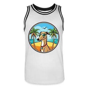 Galgo Español Hunderasse Cartoon Sonnenbrille Strand - Männer Basketball-Trikot - Weiß/Schwarz - Vorne - AI Model Male 185 dark (185cm)