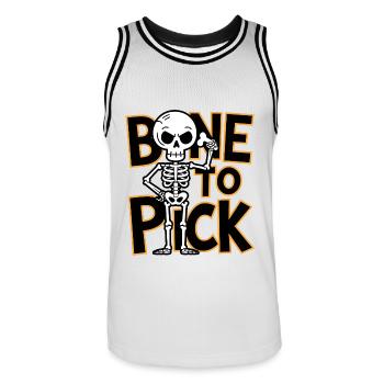 Bone To Pick - Men's Basketball Jersey - white/black - Front - AI Model Male 185 dark (185cm)