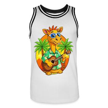 Drôle Camel Dessin animé Plage d’été Lunettes de soleil Guitare - Maillot de basket Homme - blanc/noir - Devant - AI Model Male 185 dark (185cm)