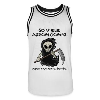 Sensenmann - Männer Basketball-Trikot - Weiß/Schwarz - Vorne - AI Model Male 185 dark (185cm)