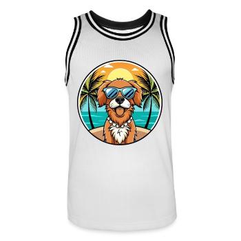 Picardy Spaniel Dog Breed Cartoon Sunglasses Beach - Men's Basketball Jersey - white/black - Front - AI Model Male 185 dark (185cm)