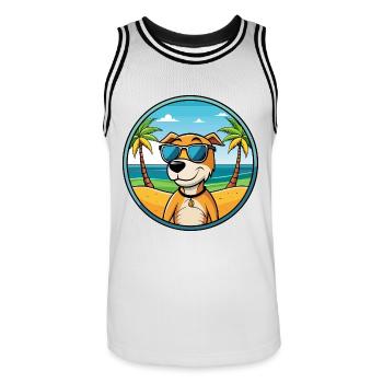 Auvergne Vorstehhund Rasse Cartoon Sonnenbrille Strand - Männer Basketball-Trikot - Weiß/Schwarz - Vorne - AI Model Male 185 dark (185cm)